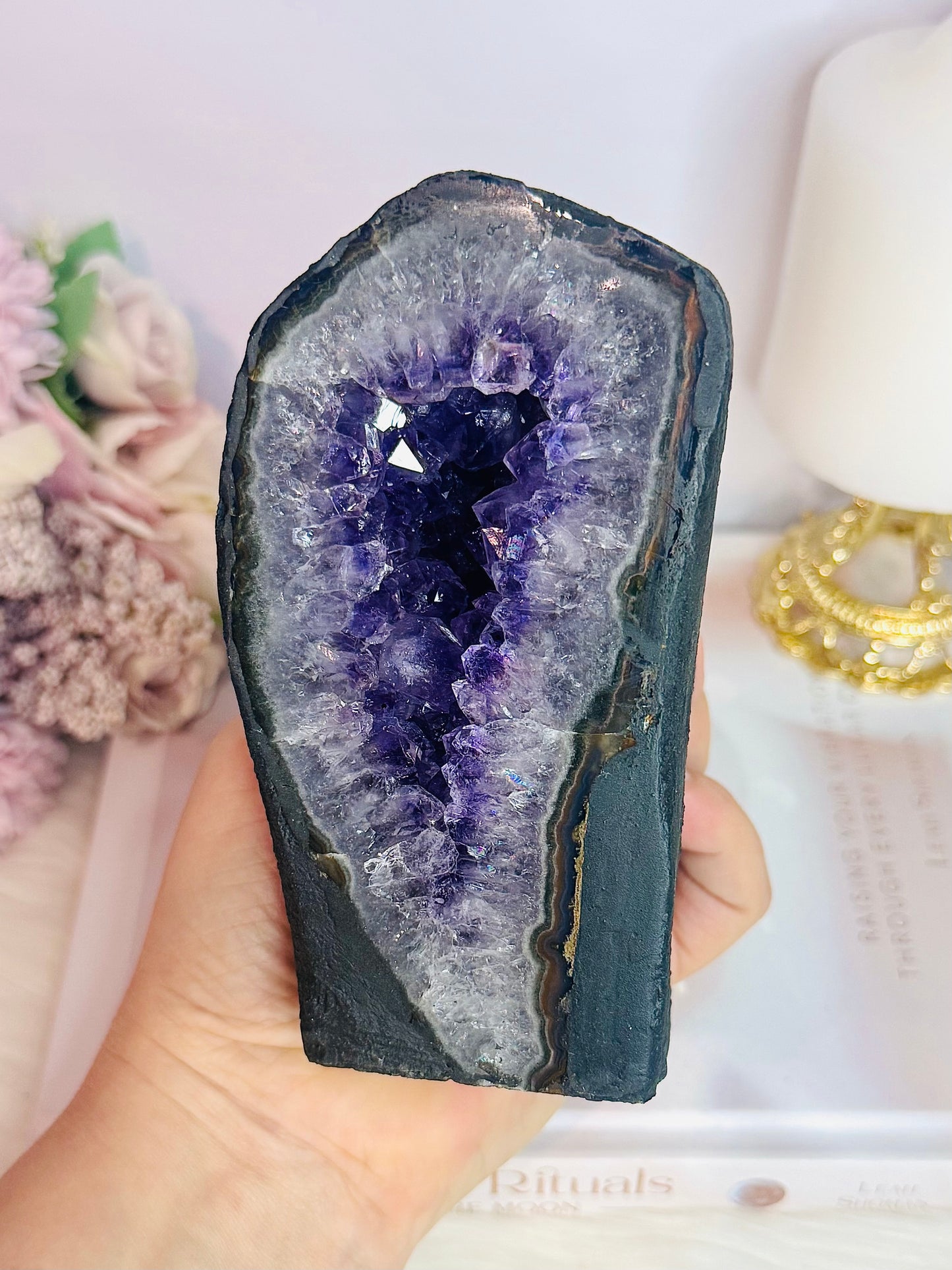 High Grade Divine Deep Purple Large Amethyst Cathedral | Geode From Brazil 826gram 13cm