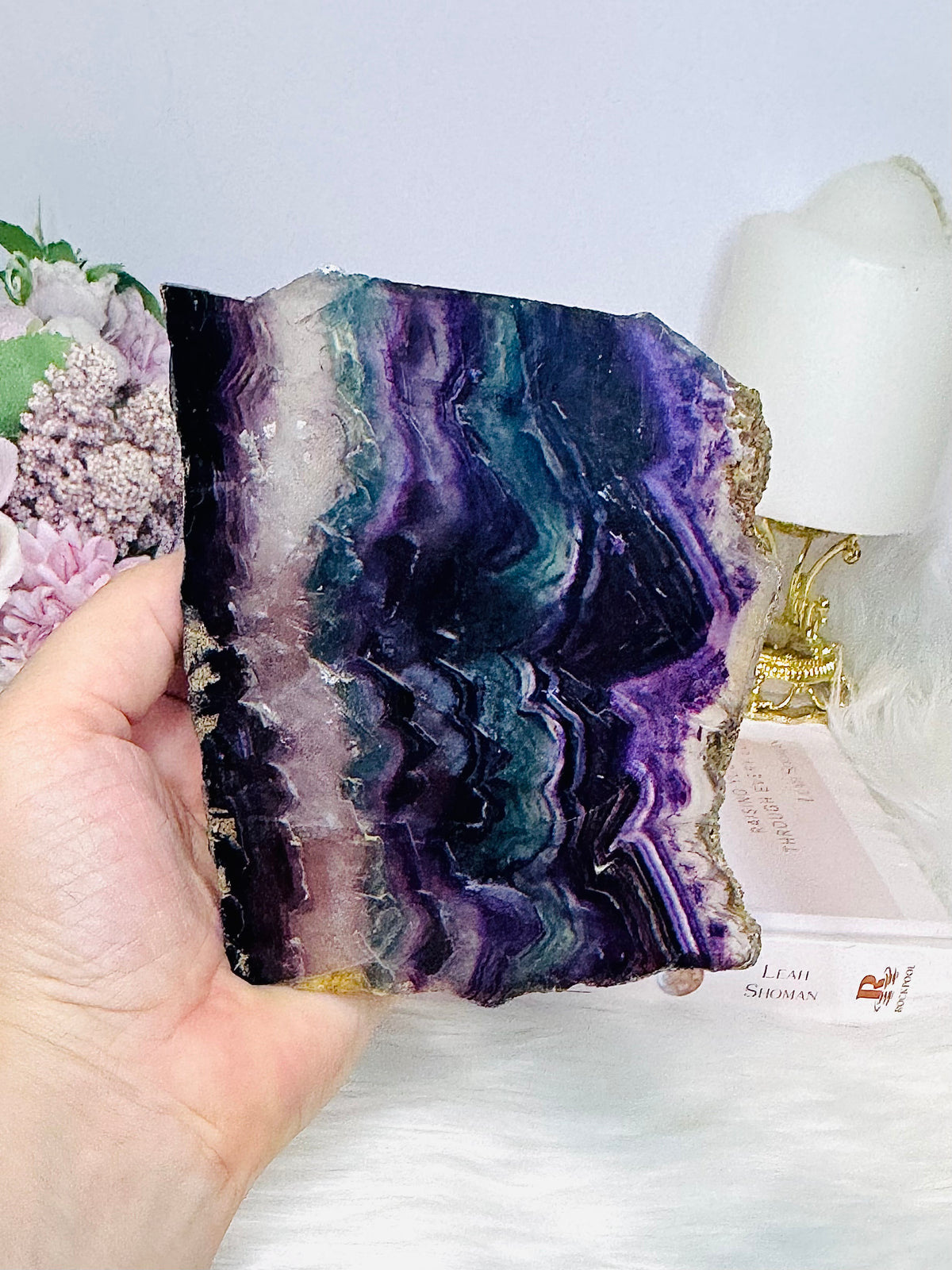 Rainbow Fluorite Slab on Stand 12.5cm