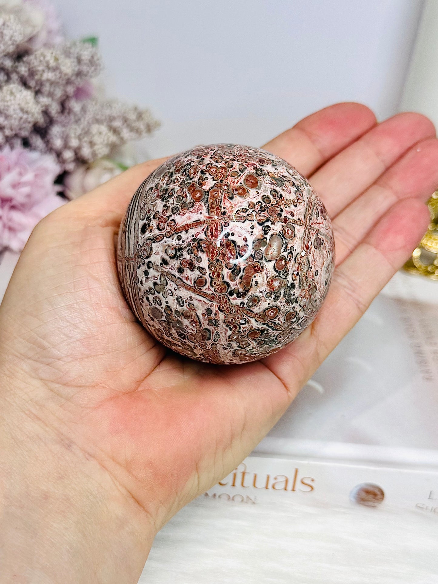 Leopard Skin Jasper Sphere on Stand 240g