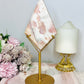 Large 22cm Pink Opal Diamond On Gold Stand