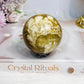 Large Amber Calcite Sphere on Stand 327g