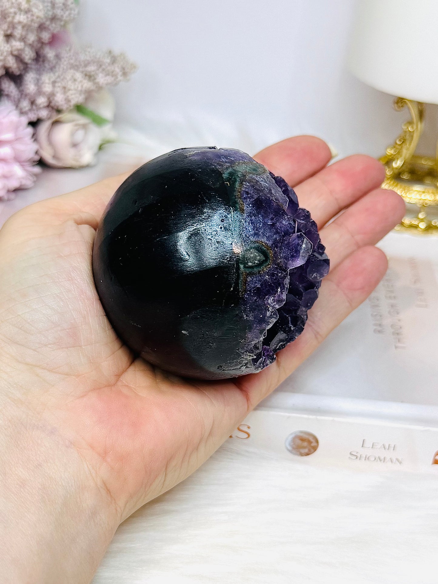 Large Druzy Amethyst Sphere on Stand 359g