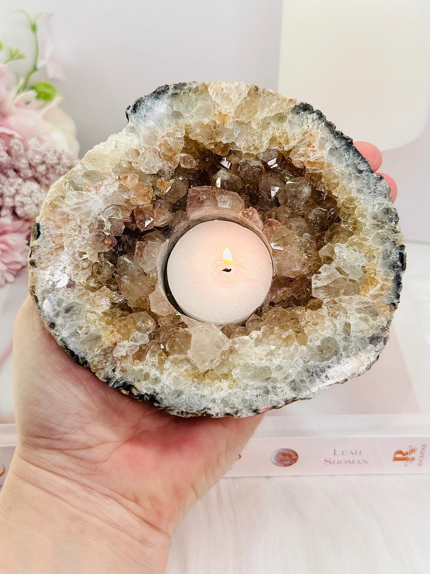 Stunning Druzy Agate Candle Holder Large 14cm