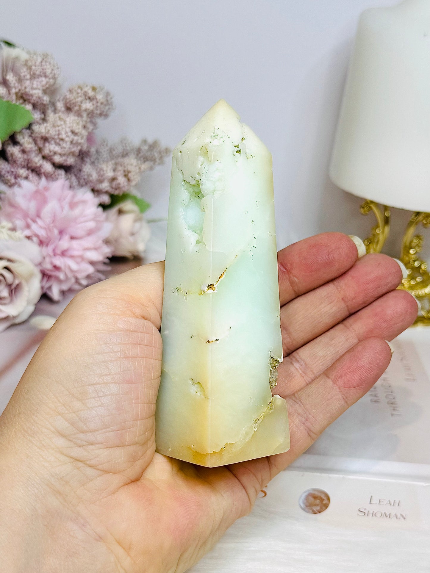 Natural Chrysoprase Tower (imperfections are part of her) 11cm