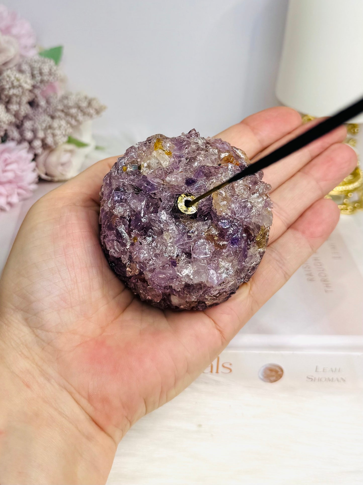 Resin Amethyst Incense Holder 7cm