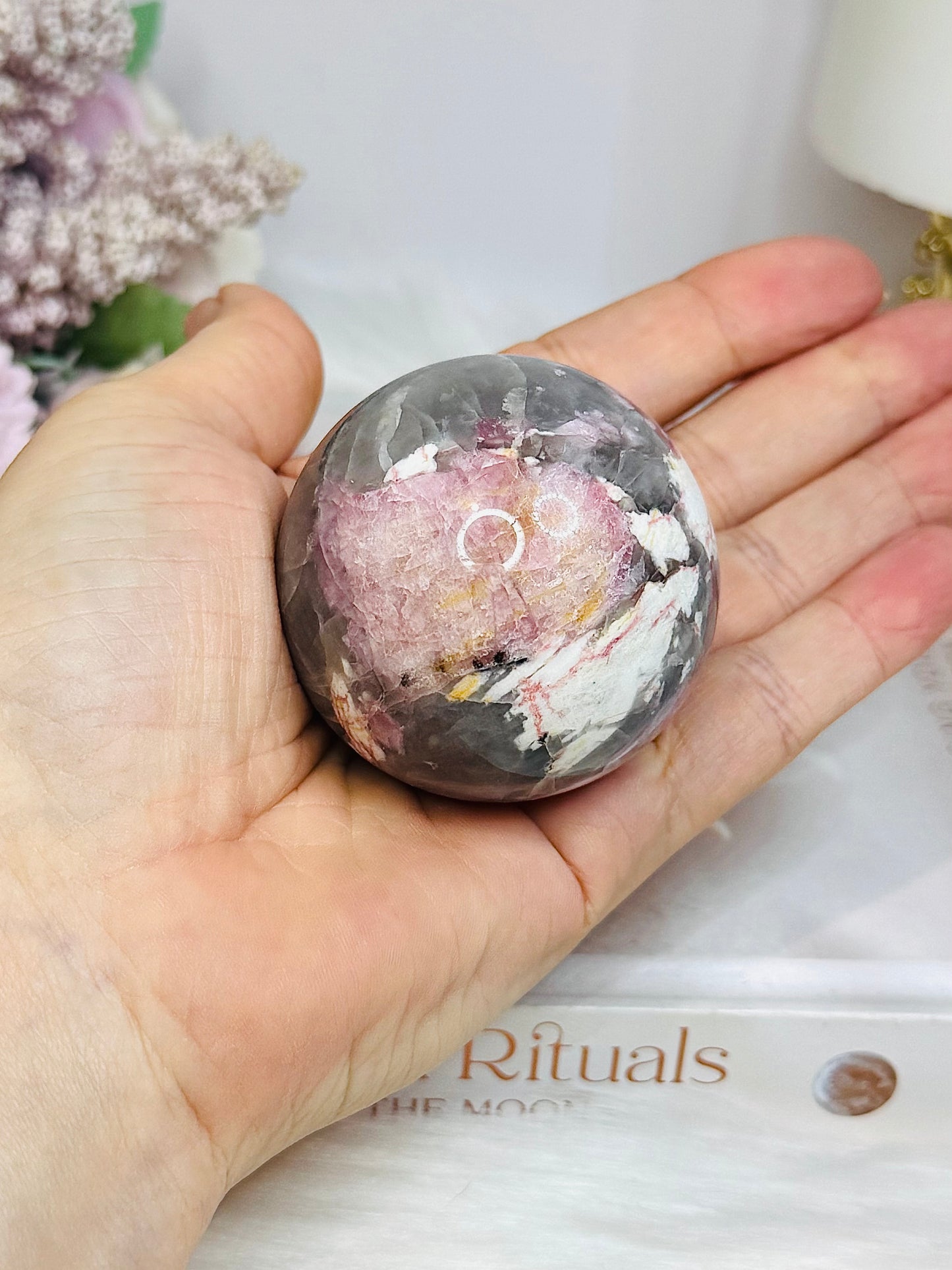 High Grade Pink Tourmaline Sphere on Stand 199g