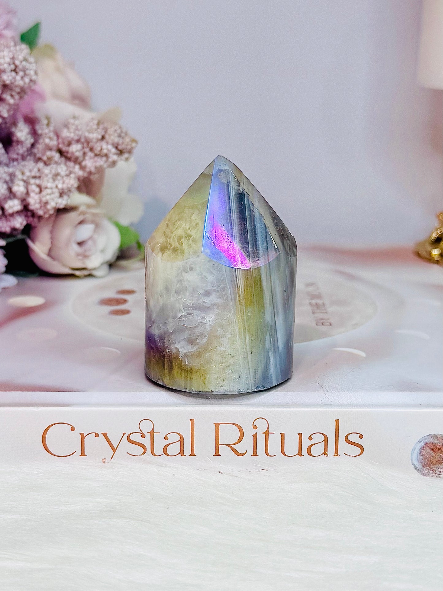 Gorgeous 6cm Angel Aura Druzy Agate Cylinder | Tower