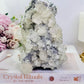 Natural Gorgeous Large Calcite Cluster 20cm On Timber Stand (UV Reactive) 1.86KG