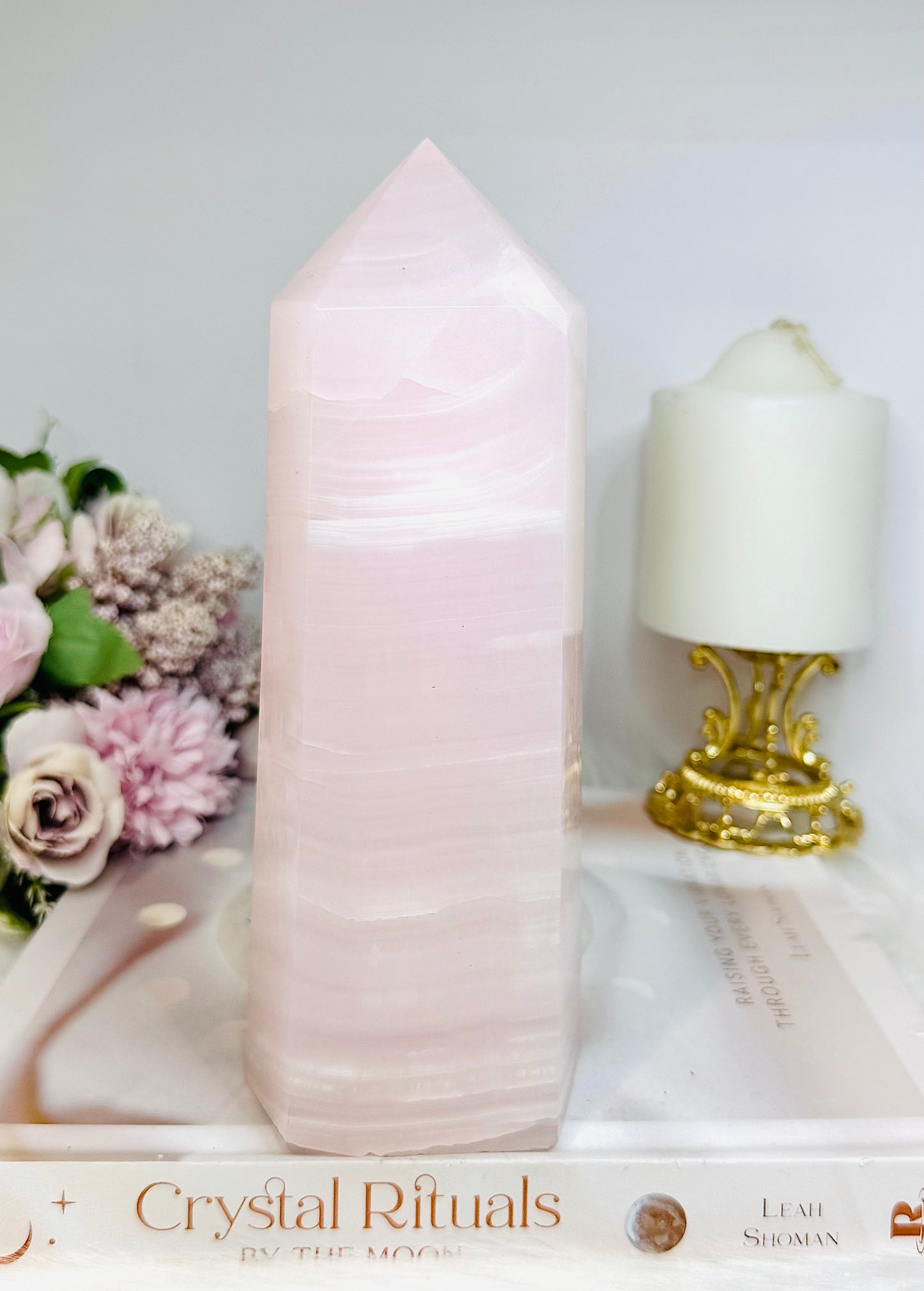 High Grade Large Pink Mangano Calcite (UV Reactive) Tower | Generator 19cm 1.2KG
