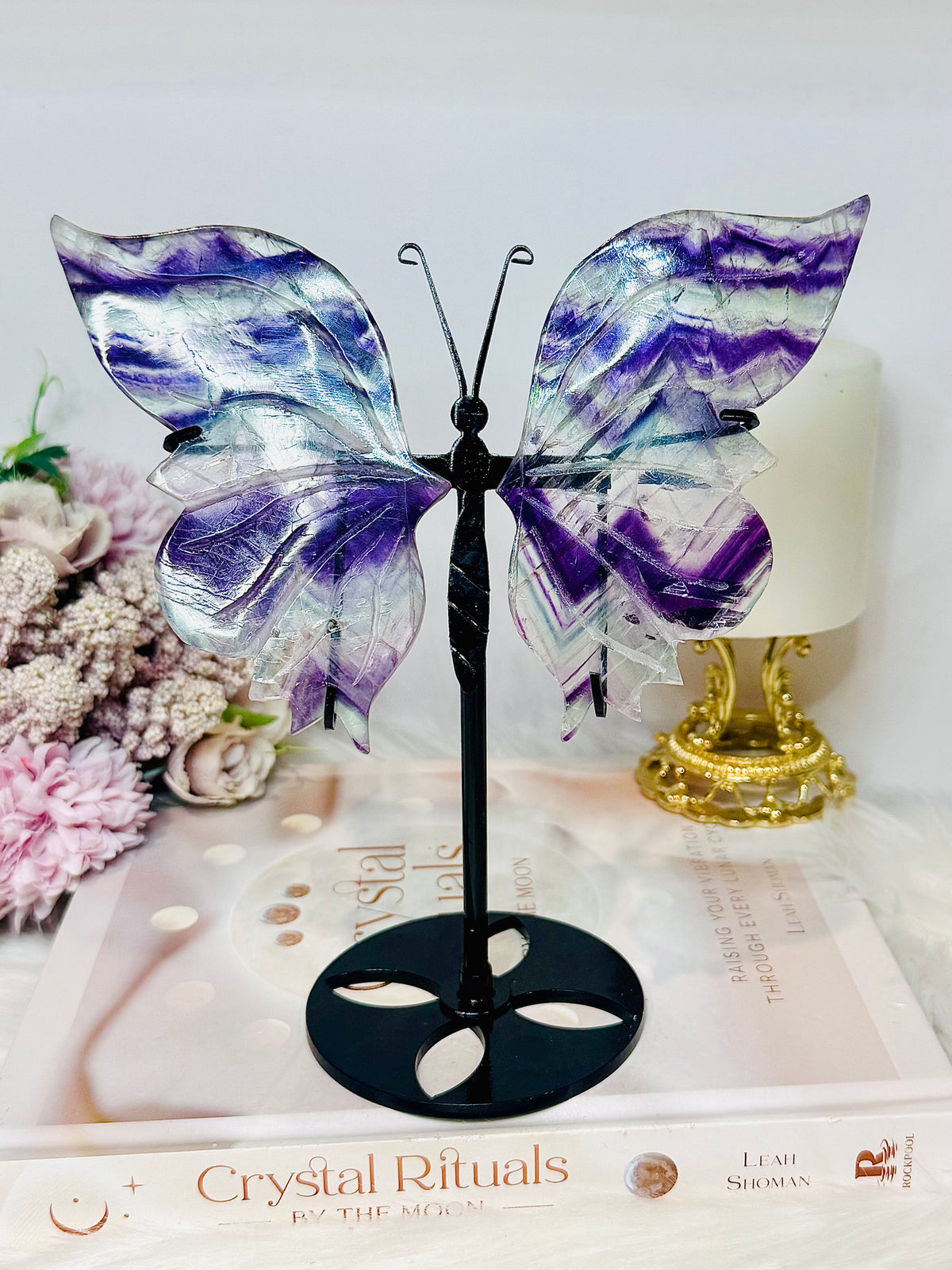 Fluorite Butterfly Wings With Rainbows 19cm