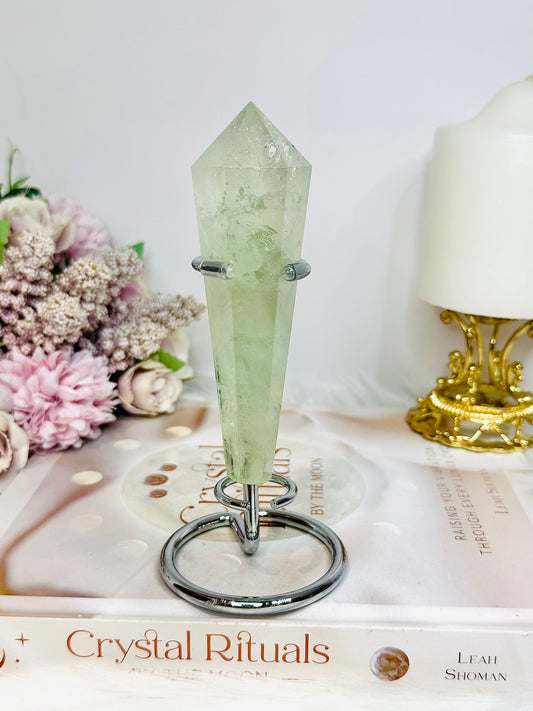 Prasiolite | Green Amethyst Wand Tower on Stand 15cm (inc stand)