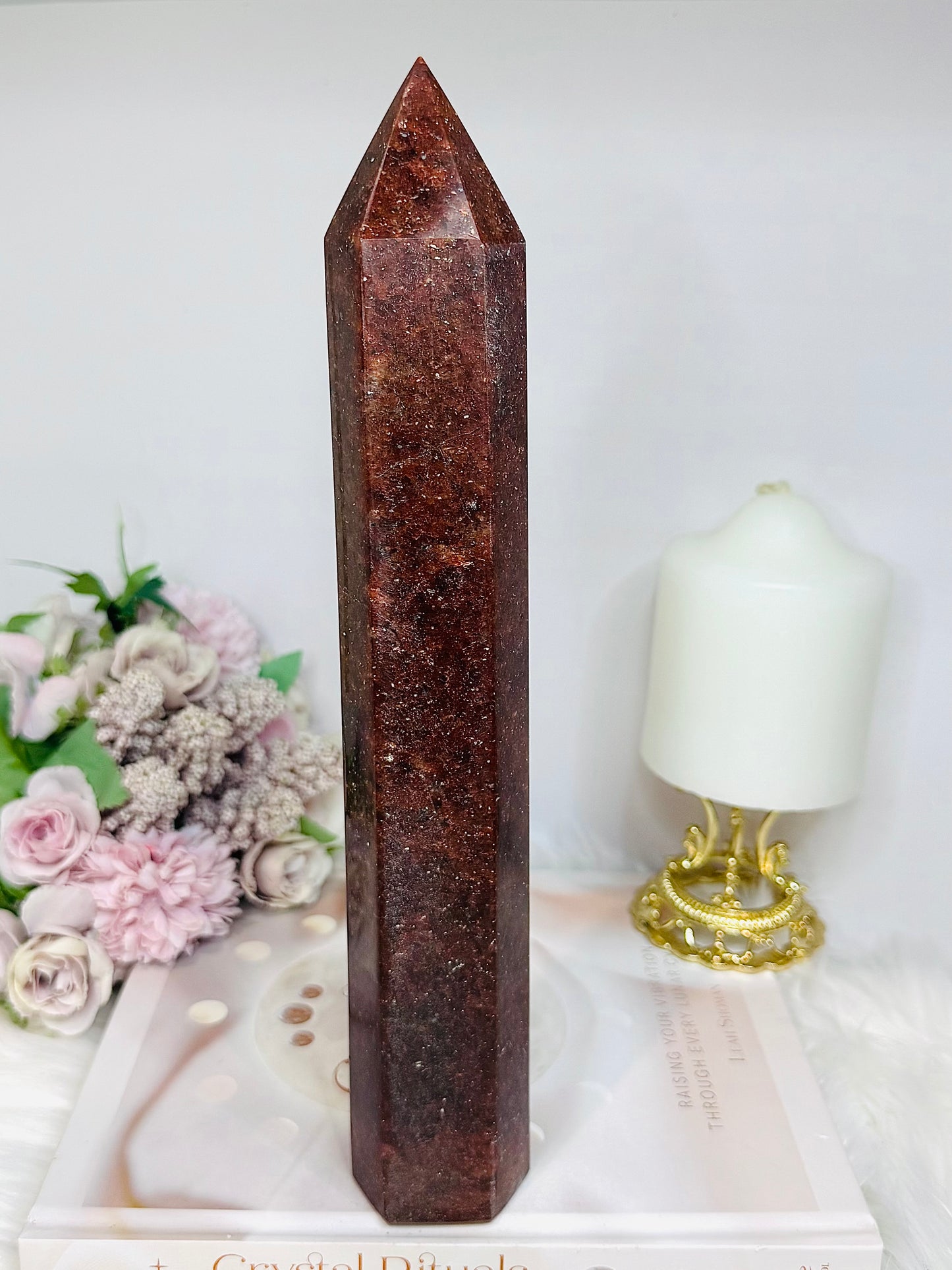 Large Strawberry Quartz Tower 27cm 886g