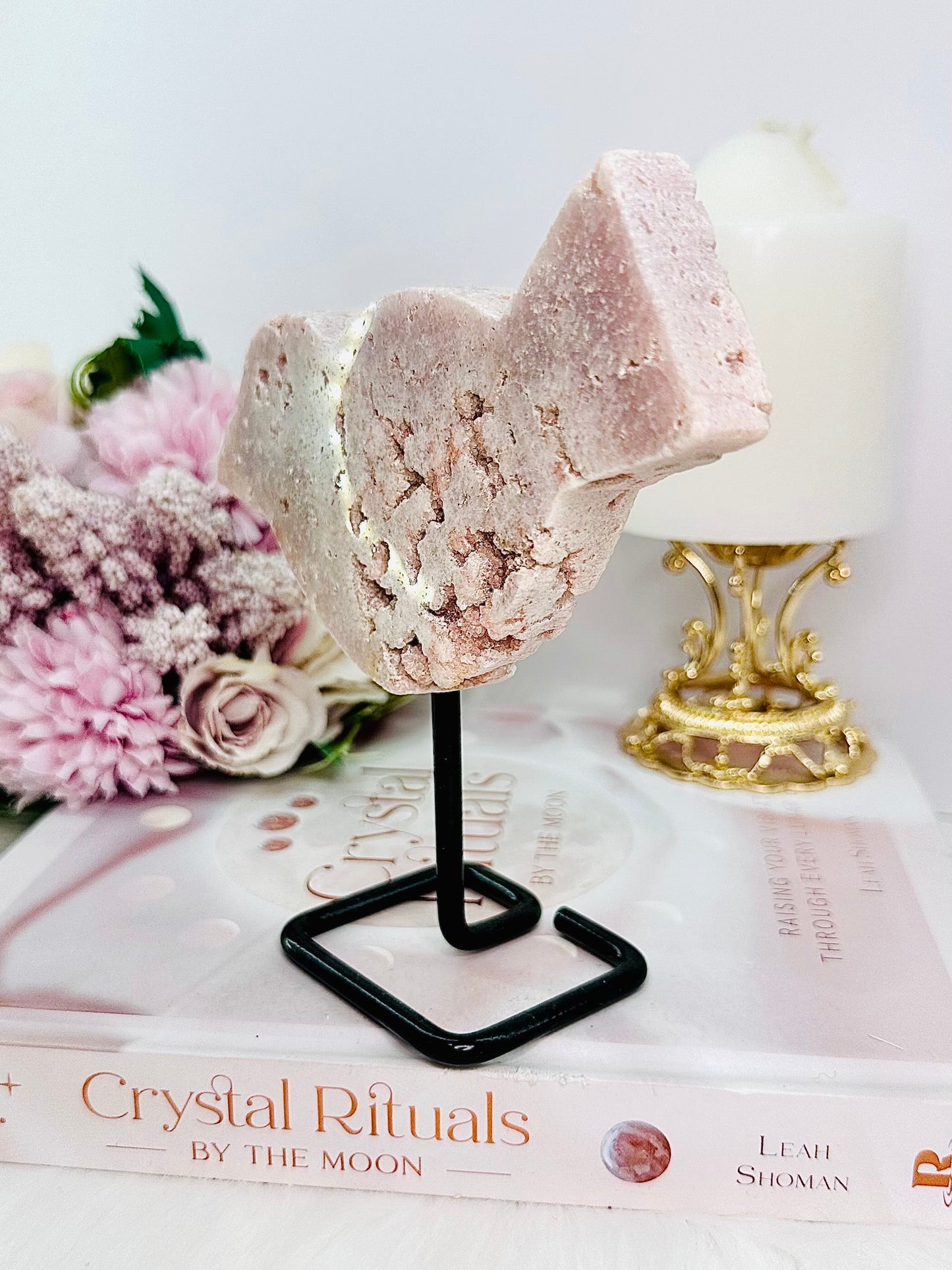 Large Chunky Druzy Pink Amethyst Craved Bird On Stand From Brazil 15cm