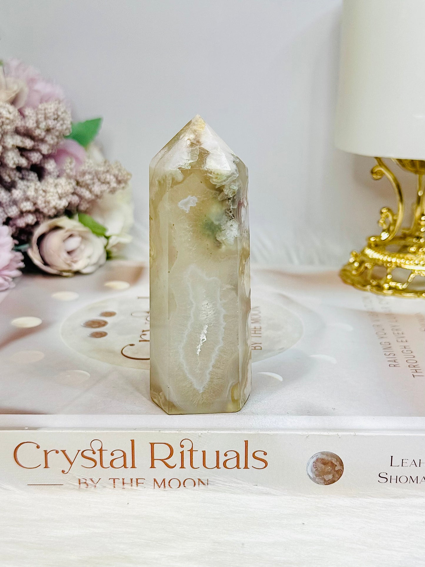 Chunky Flower Agate Tower 9cm