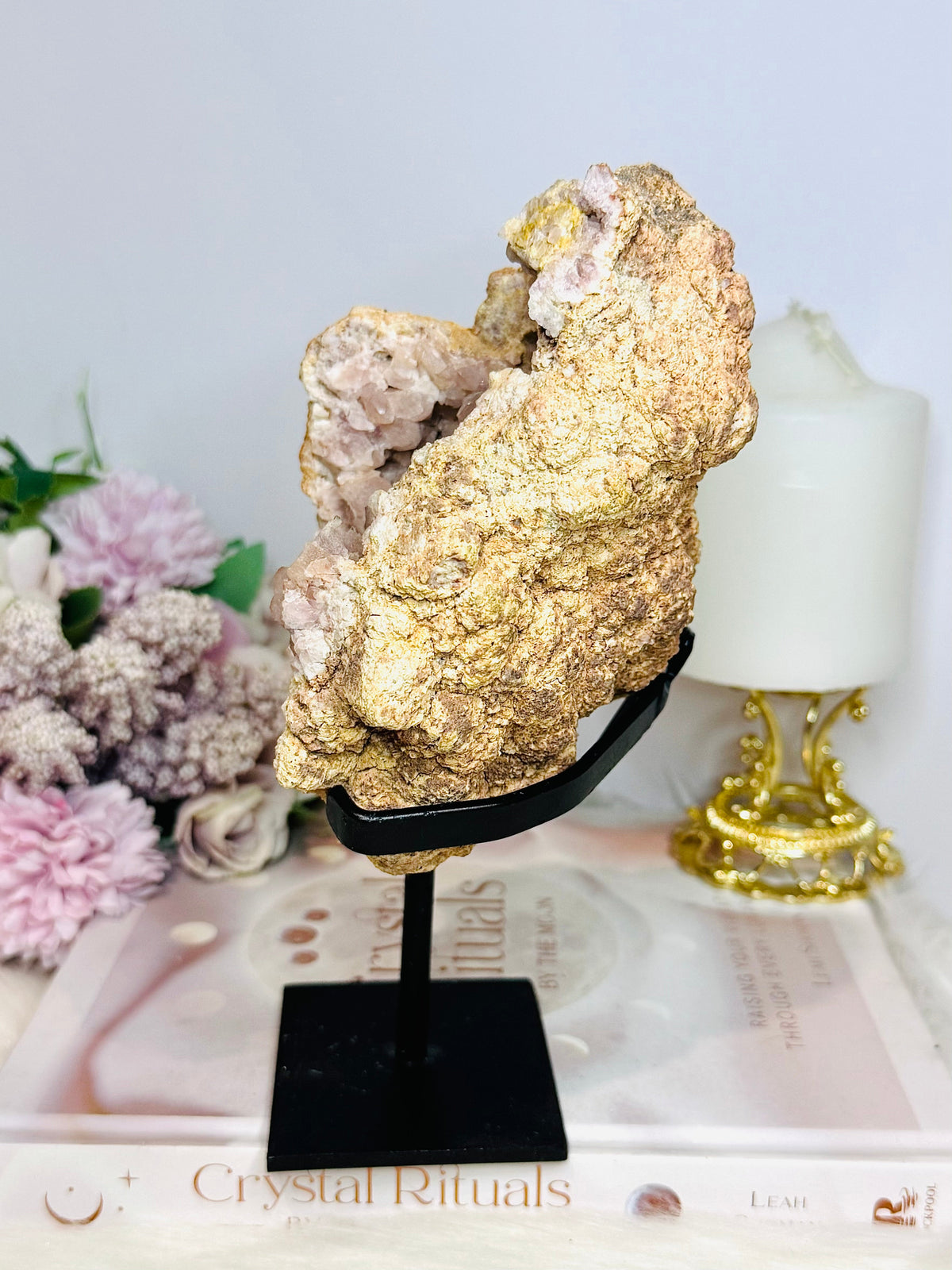 Large Pink Amethyst Druzy Geode On Stand From Brazil 904g