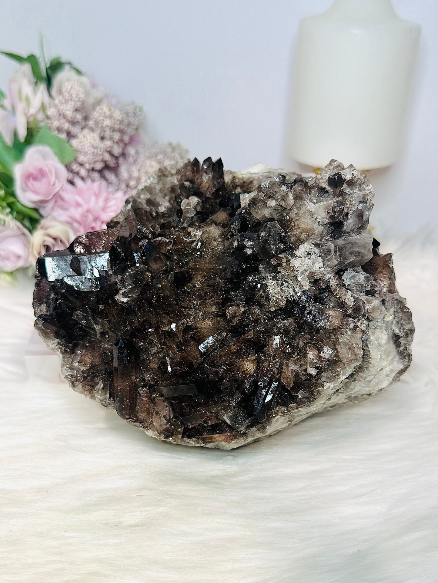Large Smokey Quartz Cluster 2.37KG 17cm (Reduced as one missing/ damaged point)