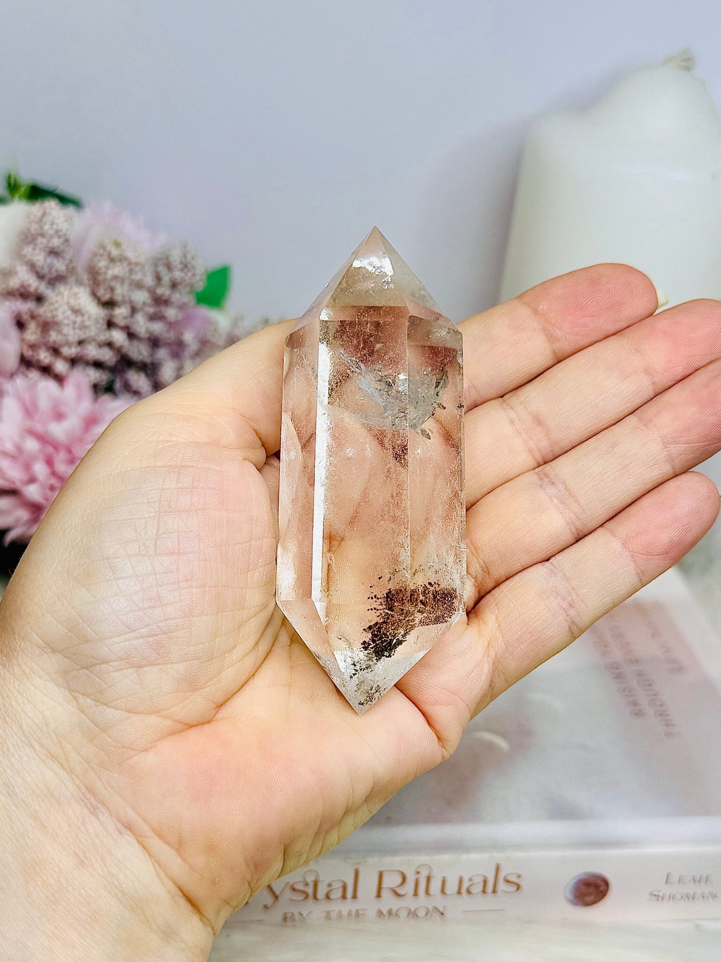 Chunky Clear Quartz with Garden | Lodolite Inclusions  Double Terminated Point 9cm