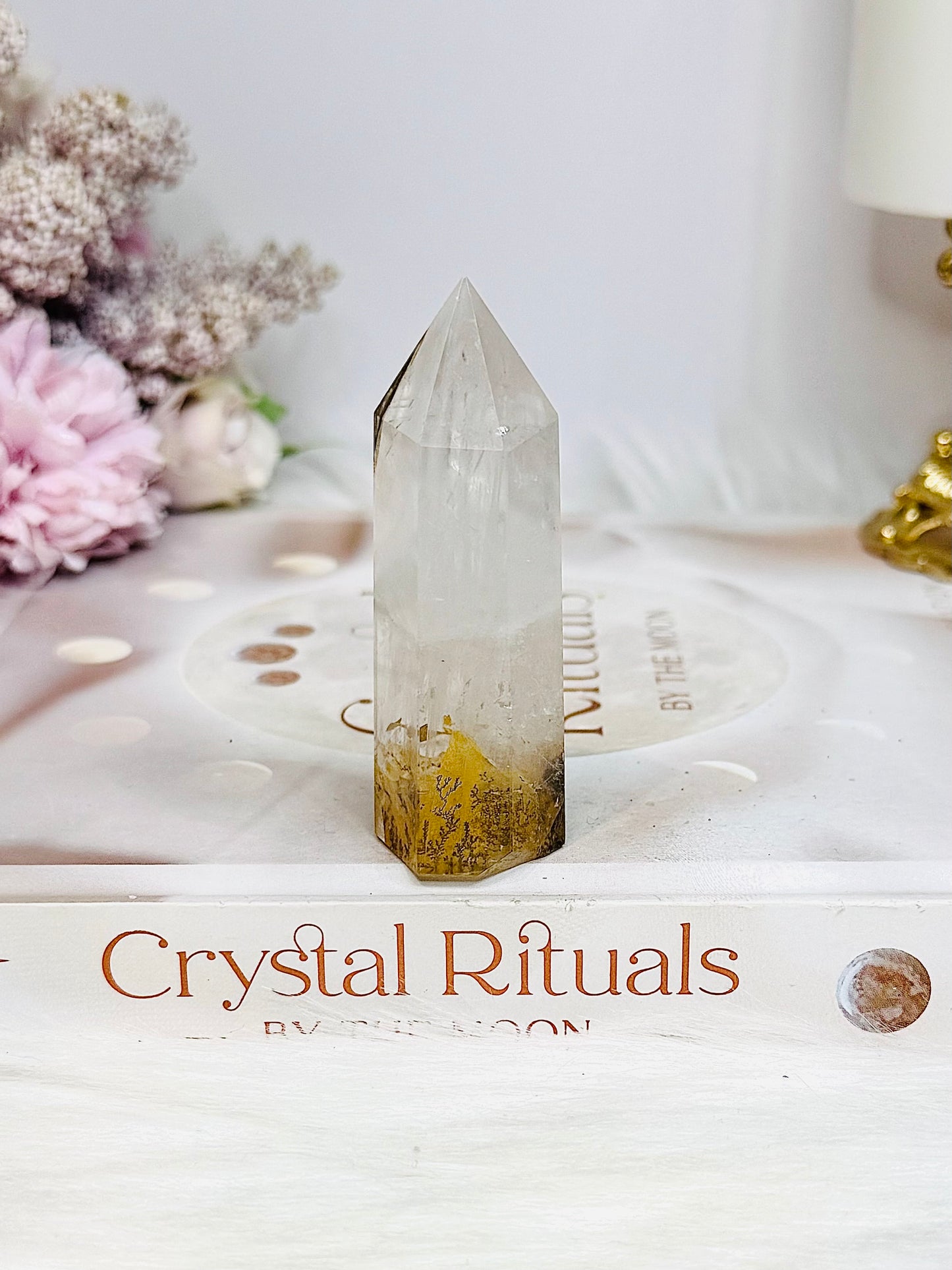 Dentrictic Leaf Rose Quartz Tower 7cm