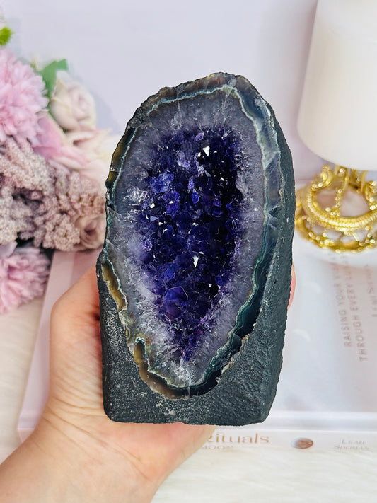 High Grade Divine Deep Purple Large Amethyst Cathedral From Brazil 703grams 14cm