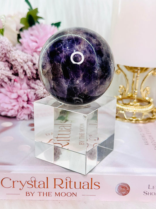 Peace & Tranquility ~ Gorgeous Amethyst Sphere 299grams From Brazil On Stand (Glass stand in pic is display only)