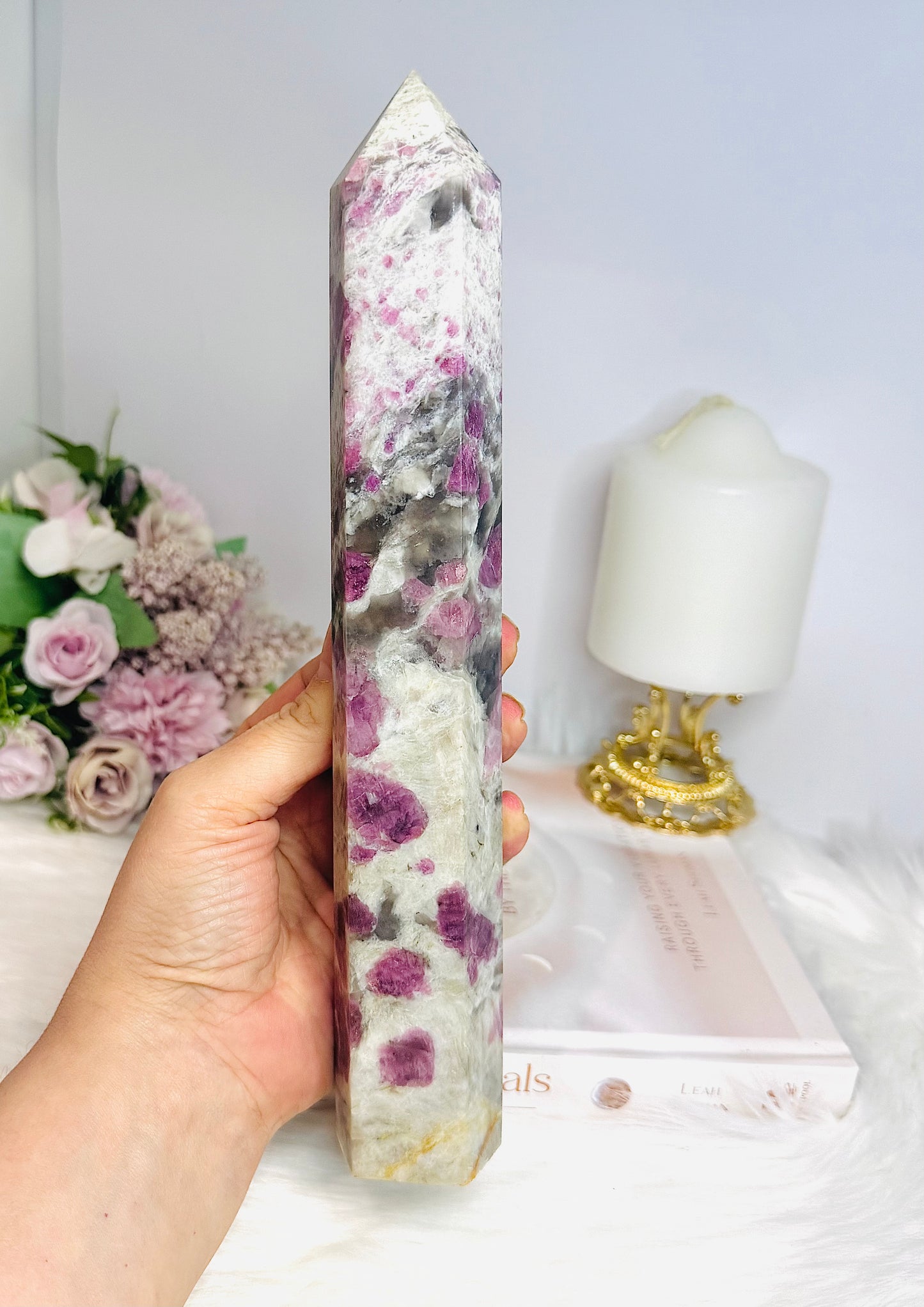 Large Pink Tourmaline Tower 25cm