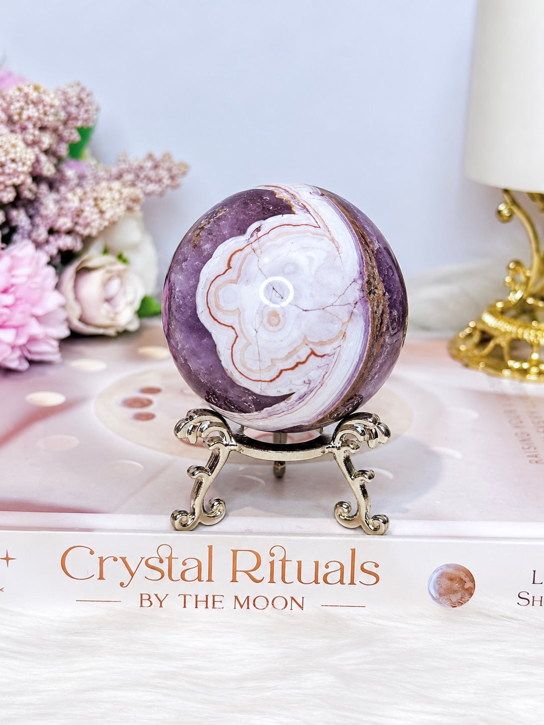 Crazy Lace Amethyst Sphere on Stand 274g