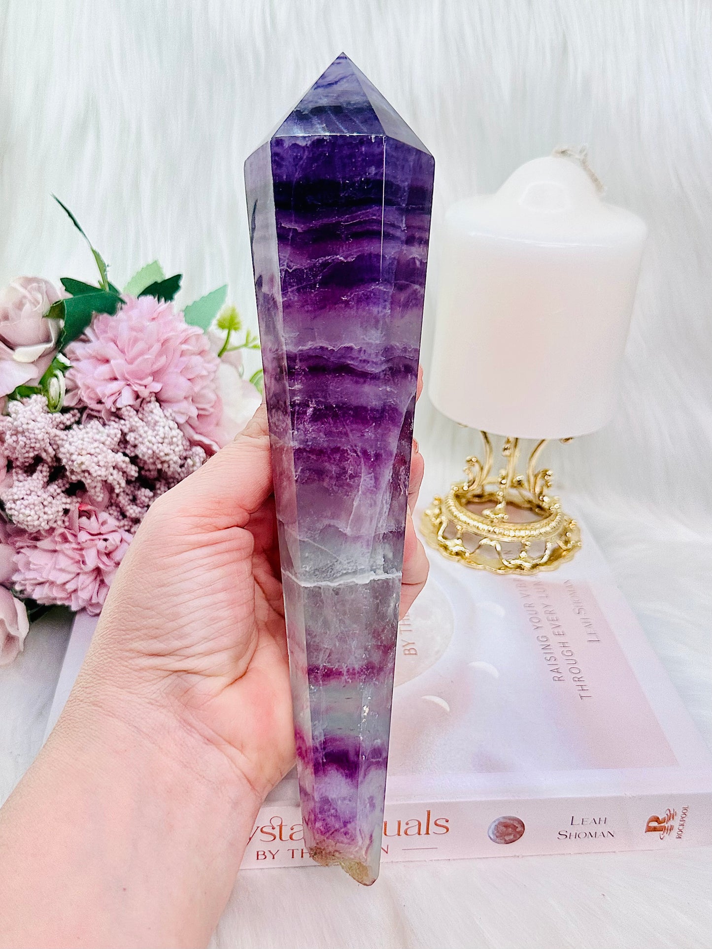 Classy & Fabulous ~ Absolutely Gorgeous Huge 26cm Stunning Purple Fluorite Vogel | Tower On Stand