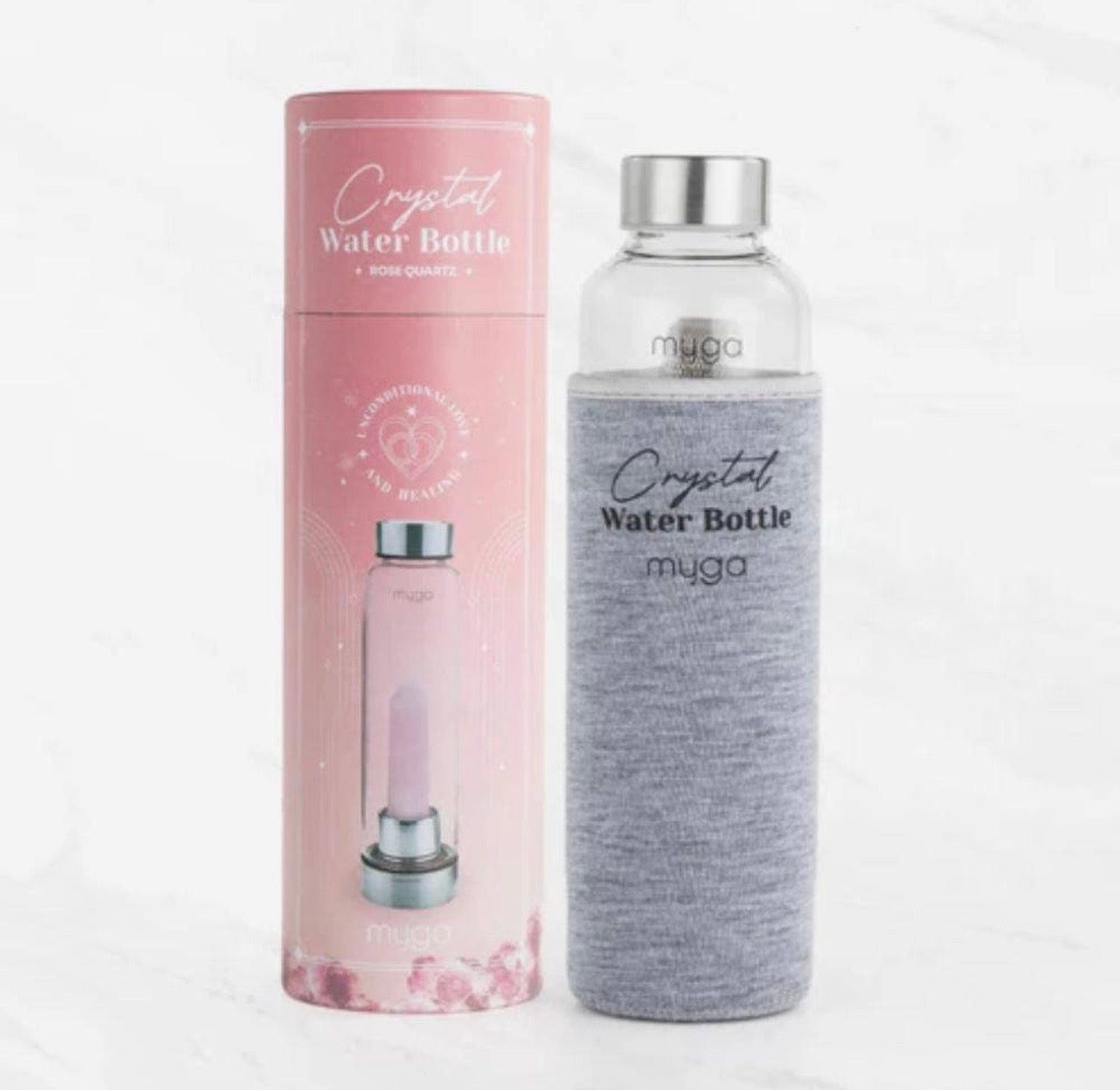 Rose Quartz Crystal Water Bottle