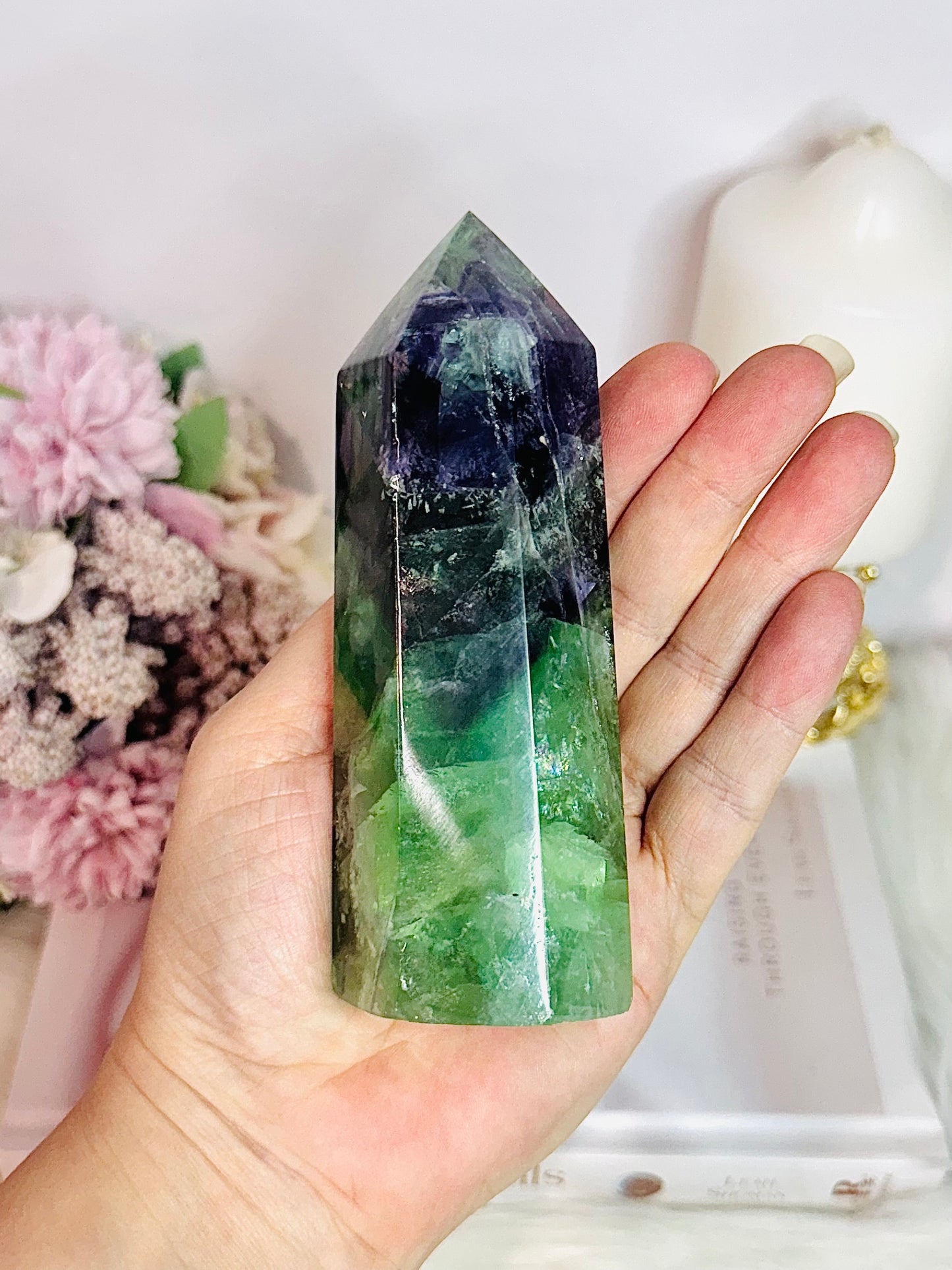 Incredibly Stunning High Grade Rainbow Fluorite Chunky Tower With Rainbows 13cm