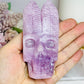 High Grade Kunzite Carved Indian Skull 11cm 242g