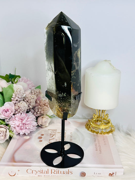 Large Garden Quartz | Lodolite Natural Polished Tower On Stand 25cm 903g