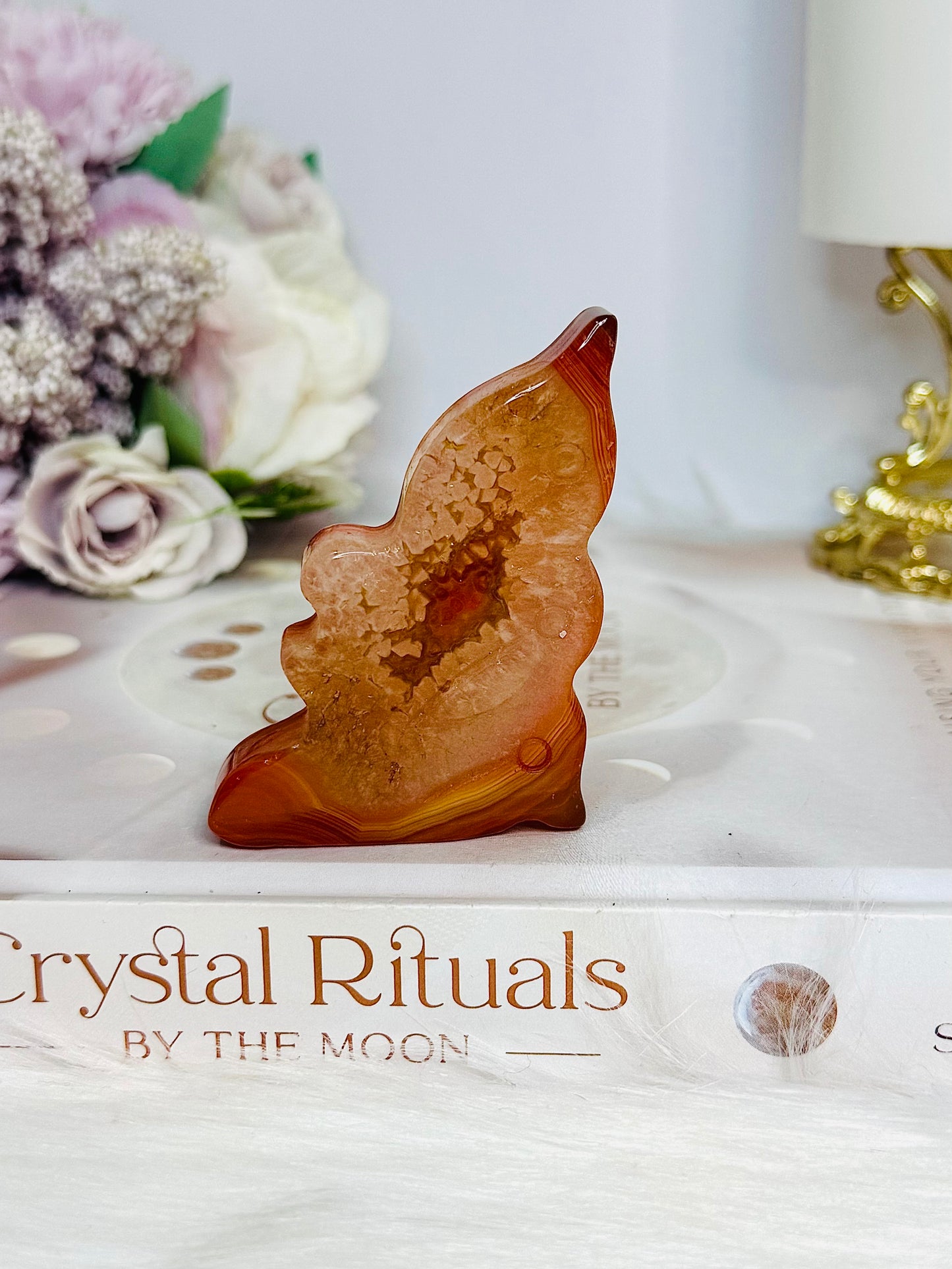 Carnelian Druzy Carved Fairy 6.5cm