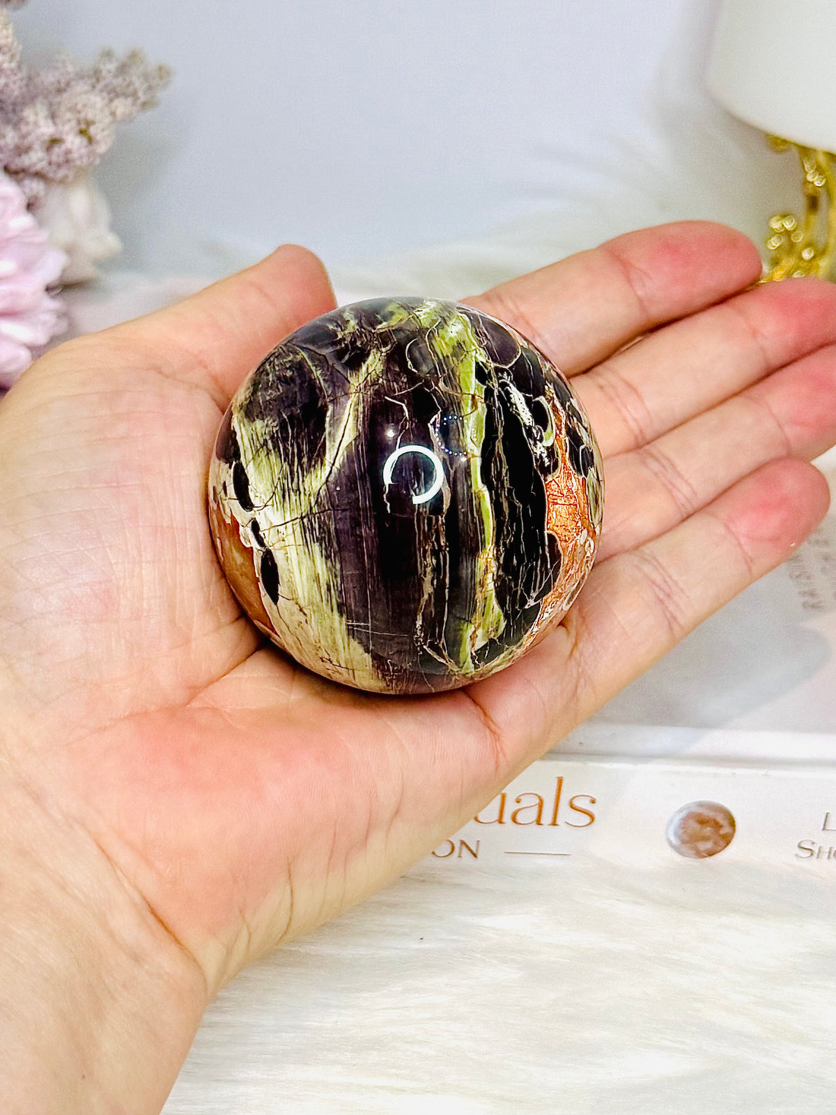 Money Agate Sphere on Stand 224g