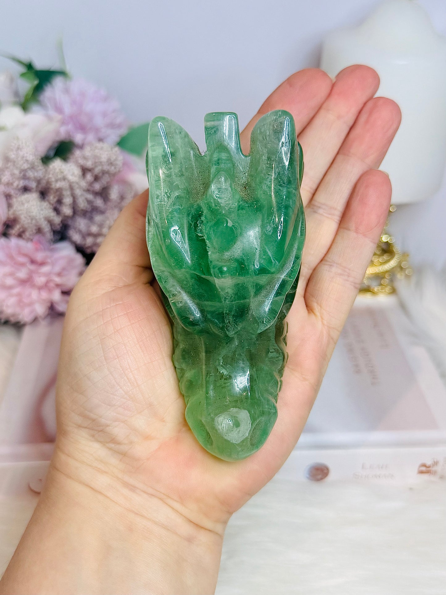 Green Fluorite Carved Dragon 9.5cm 378g