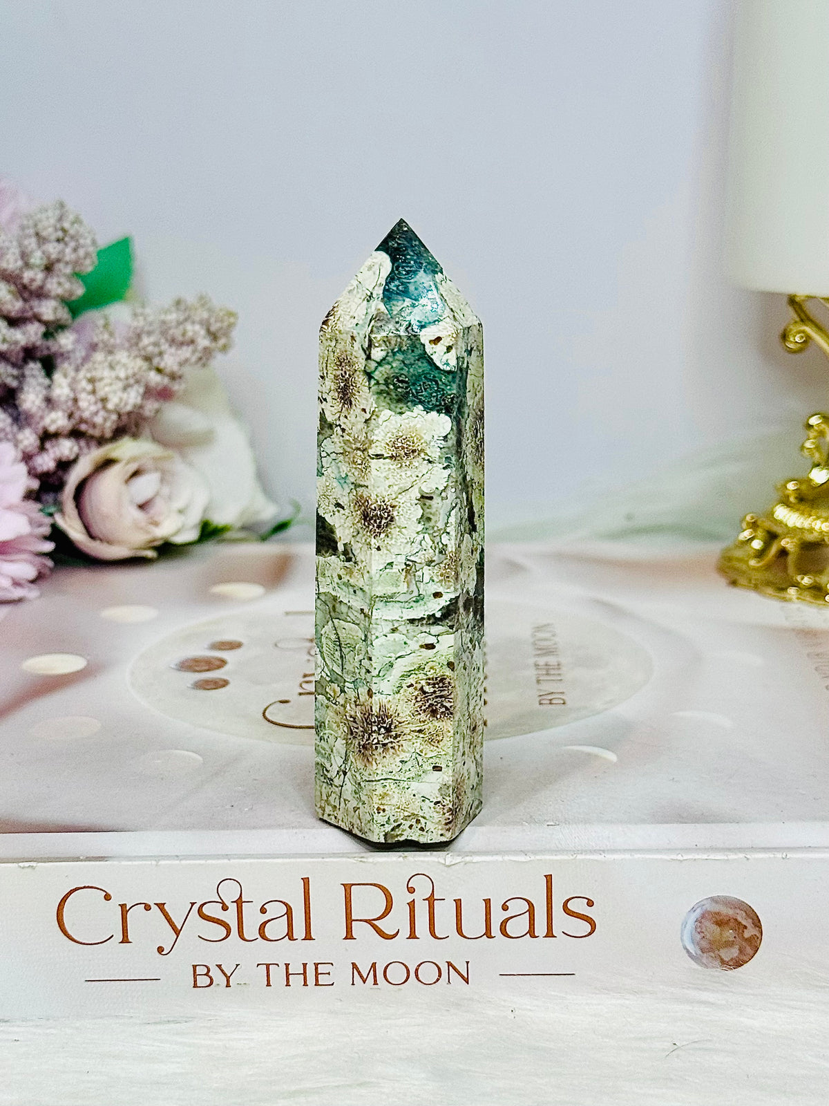 Green Sakura Agate Tower 9cm