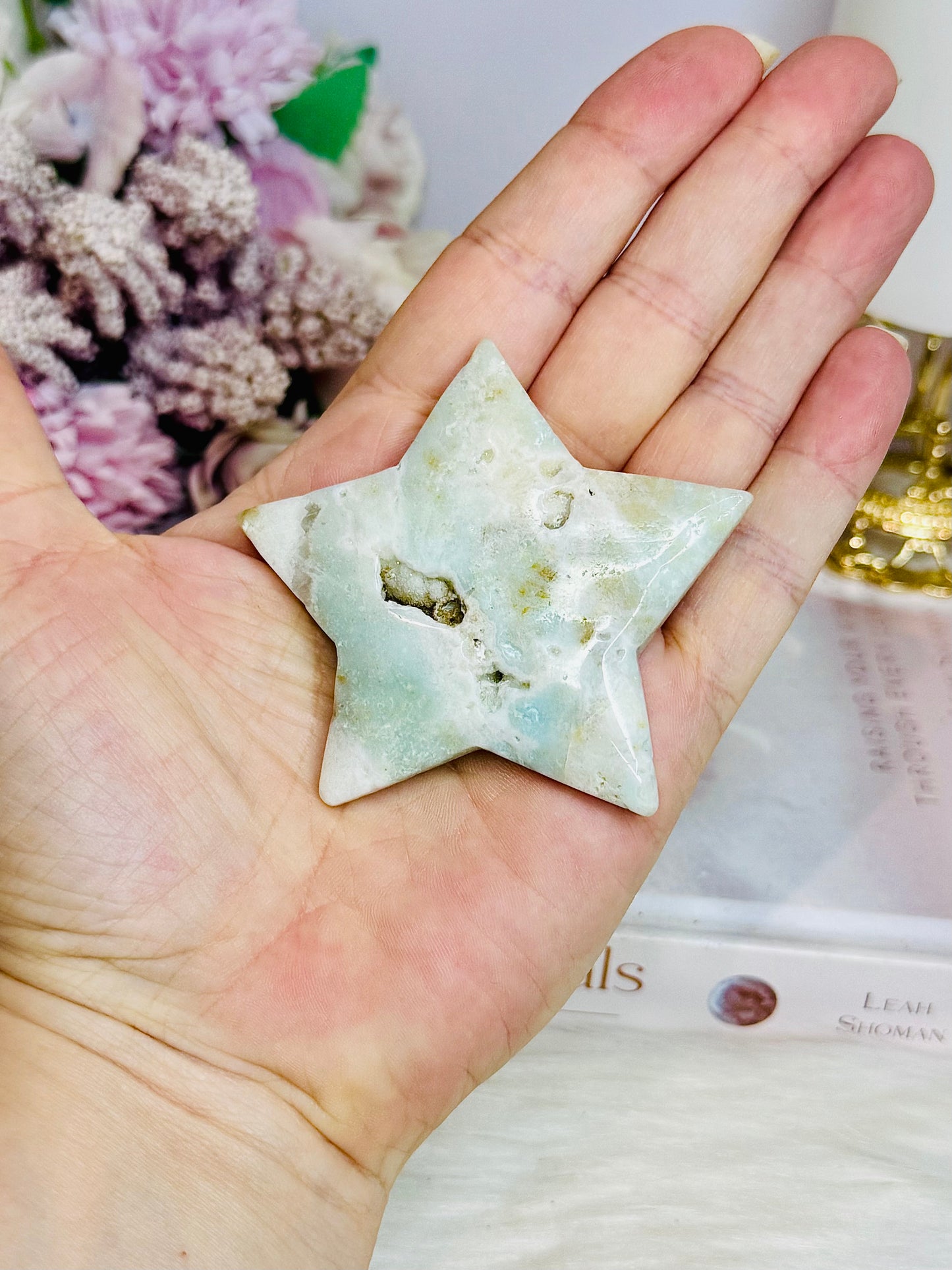 Blue Caribbean Calcite Carved Star
