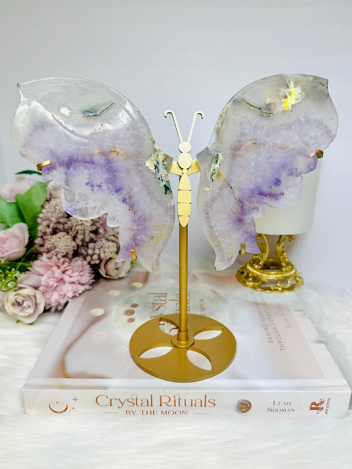 Amethyst In Quartz Wings on Stand 19.5cm