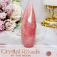 Absolutely Divine 9cm High Grade Rose Quartz Evil Eye Carved Flame