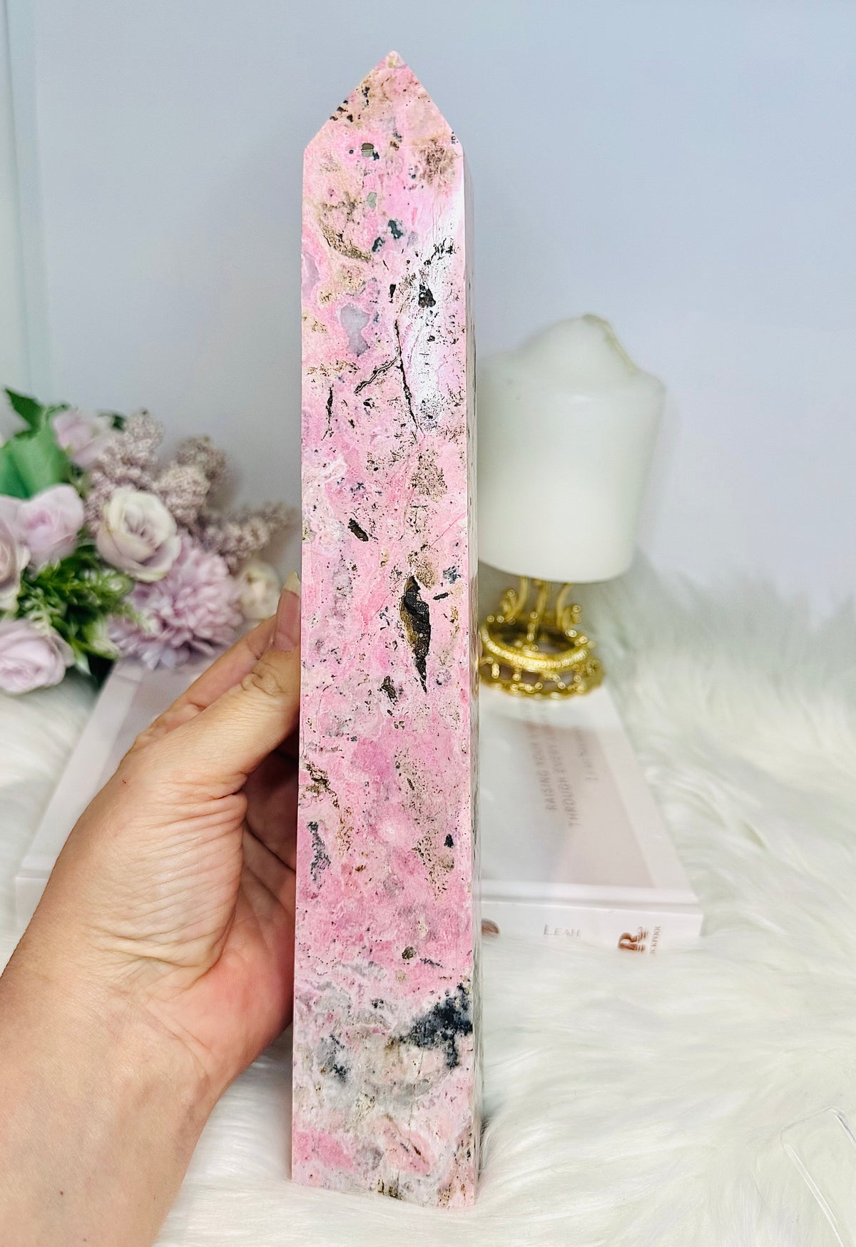 Huge Pink Peruvian Rhodochrosite Tower 27.5cm 1.2KG