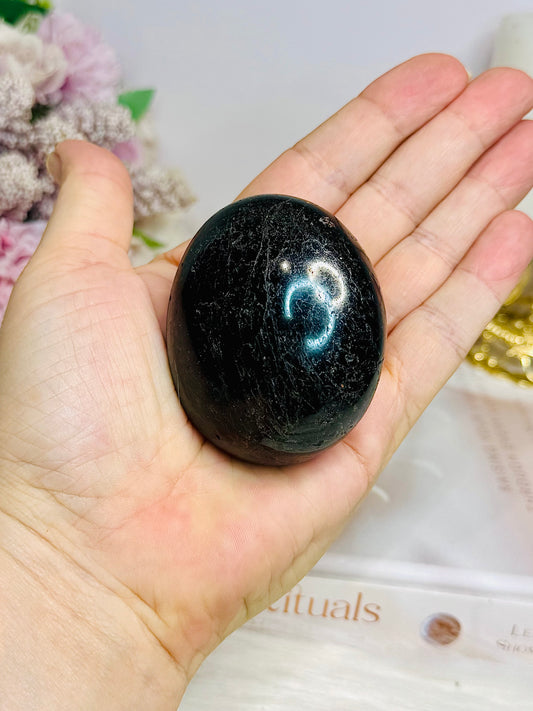 Large Black Tourmaline Palm Stone