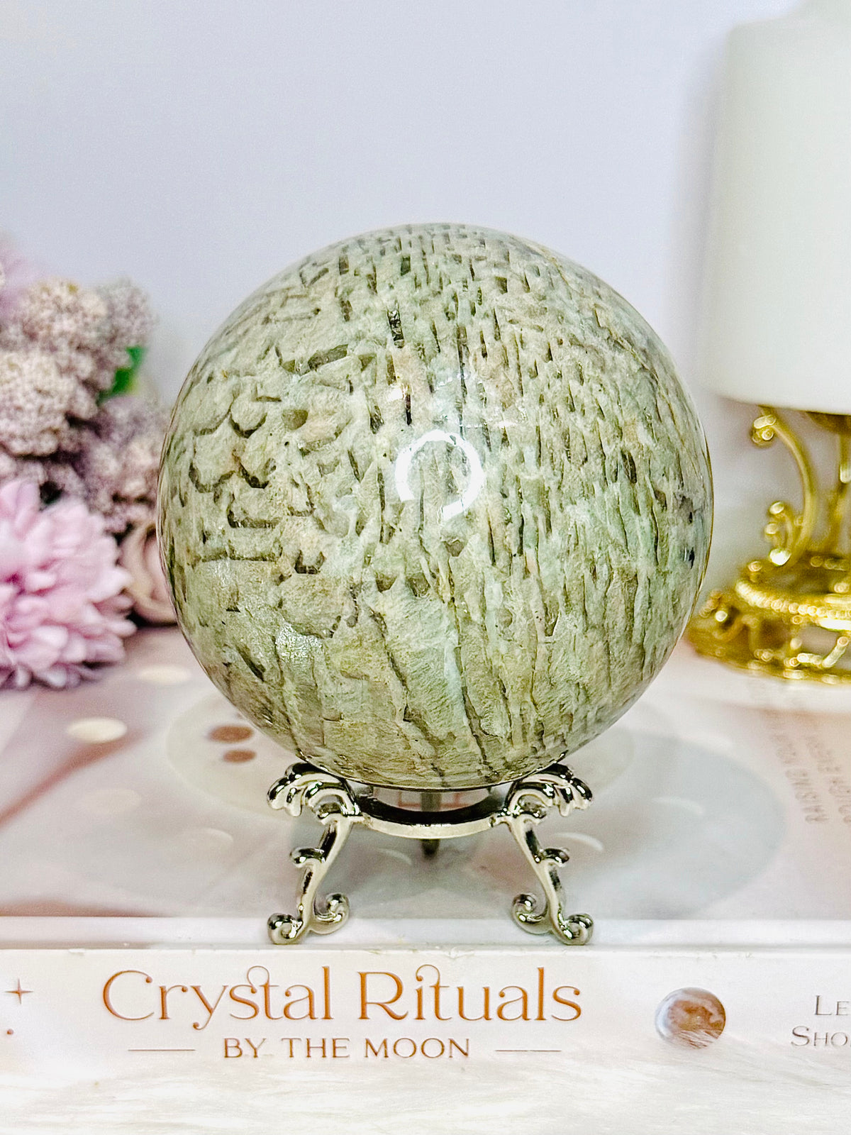 Large Graphic Feldspa Flashy Sphere On Stand 840g