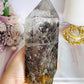 Stunning Large High Grade Garden Quartz | Lodolite Tower on Timber Base 1.02KG 21cm