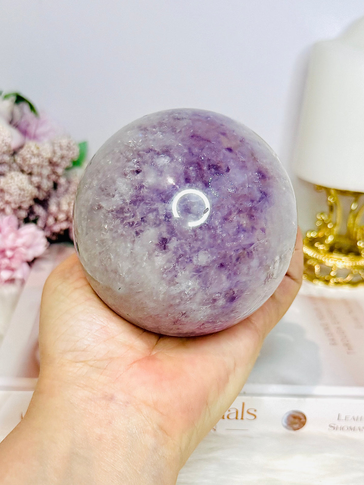 Large High Grade Purple Agate Sphere on Stand 851g