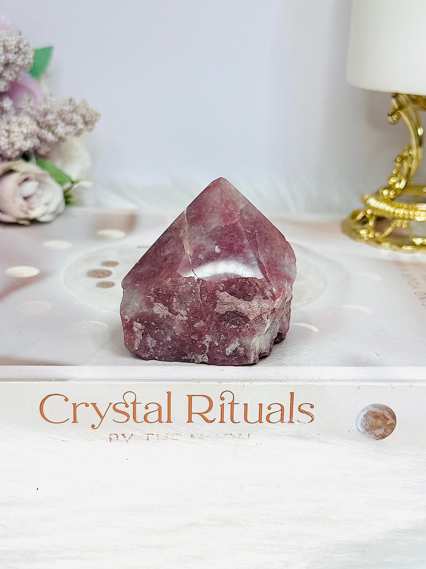 Strawberry Quartz Polished Top Freeform (natural fracture line in top)