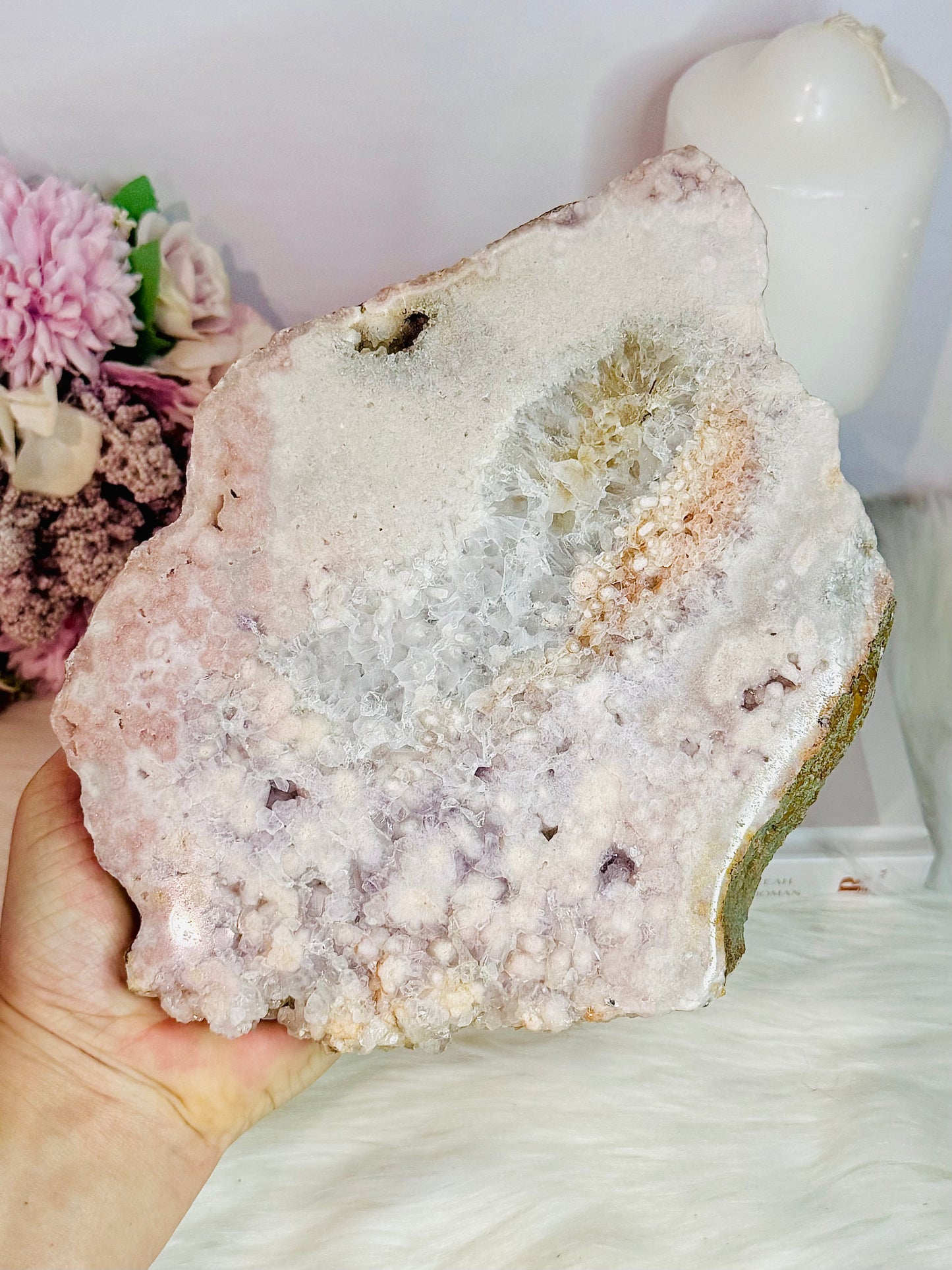 Absolutely Incredible Large Chunky Natural Pink Amethyst Druzy Slab 21cm 1.29KG