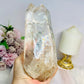 High Grade Clear Quartz Twin | Double Tower with Rainbows on Stand 18.5cm 961g