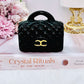 Stylish & Fab Black Obsidian ‘Chanel’ Carved Handbag 283grams