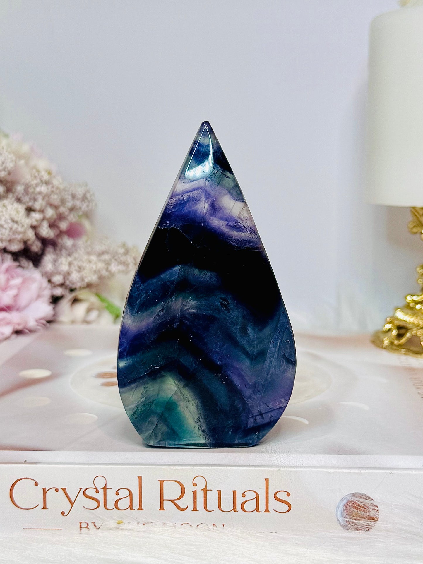 Rainbow Fluorite Flame 9.5cm