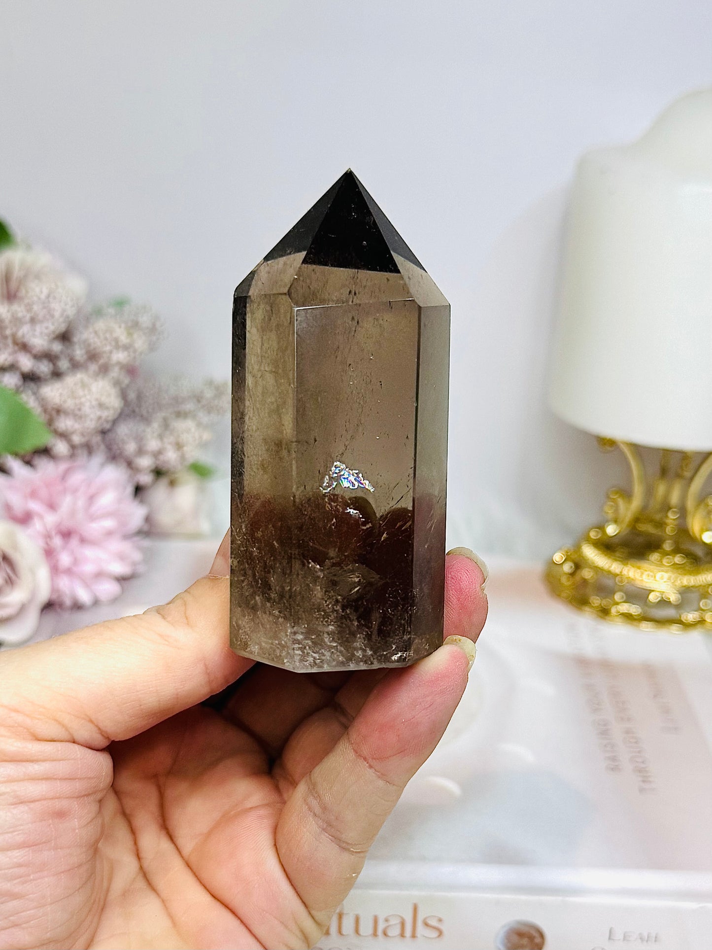 Smokey Quartz Tower with Rainbows 8cm