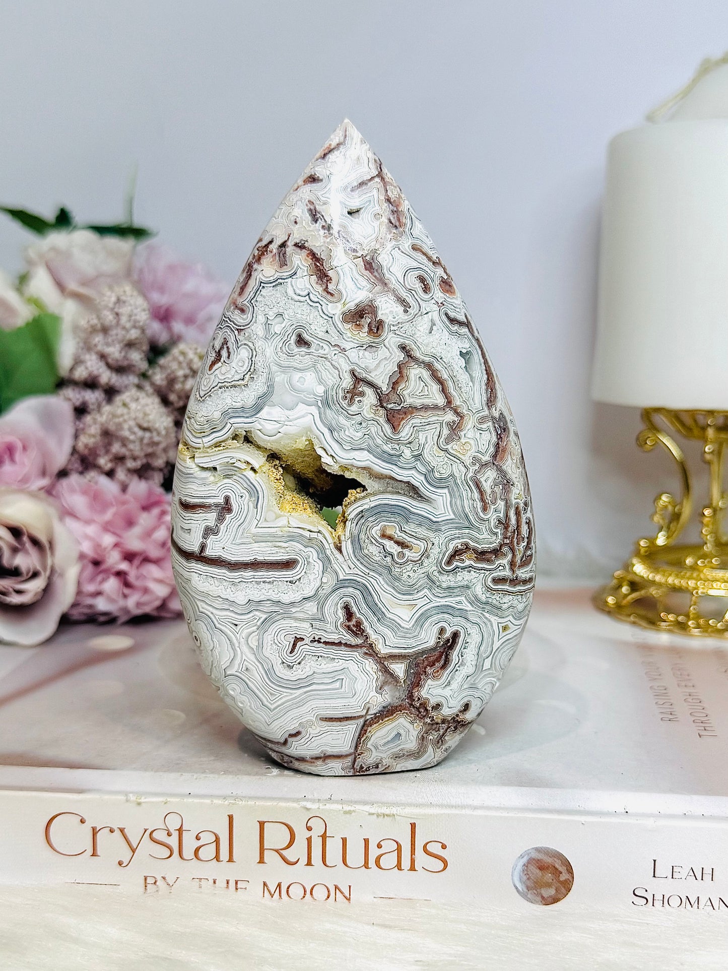 Large Mexican Agate Druzy Flame | Freeform 13cm 324g
